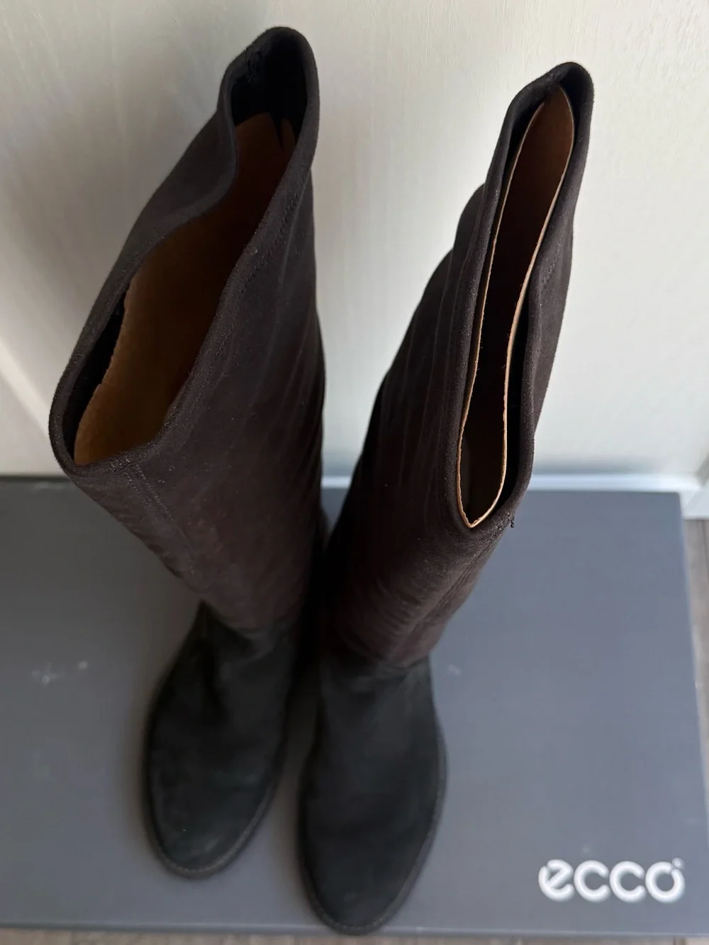 Ecco Tall Black Suede Over-the-Knee Boots